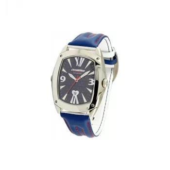 CHRONOTECH Unisex Watch CT7696M-13 (40mm) - Analog Quartz, Stainless Steel, Black Dial, Leather Strap