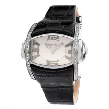 CHRONOTECH Woman CT7681M-30S Quartz Analog Watch 48mm Black Dial Leather Strap