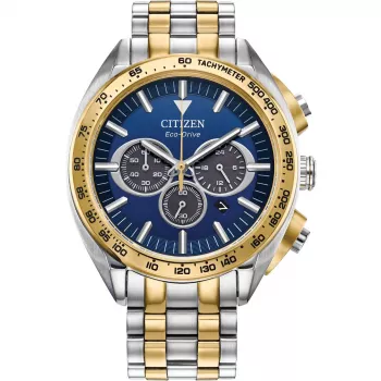 CITIZEN Eco-Drive Chronograph Vyriškas Laikrodis CA4544-53L 43mm Mėlynas Ciferblatas Nerūdijantis Plienas