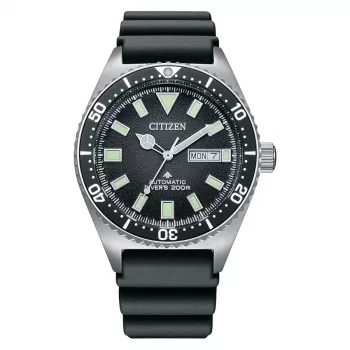 CITIZEN Vyriškas automatinis nardymo laikrodis NY0120-01E 41mm juodas ciferblatas juodas guminis dirželis
