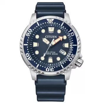 CITIZEN Vyriškas Eco-Drive Nardymo Laikrodis BN0151-17L 44mm Mėlynas Ciferblatas Mėlynas Poliuretano Dirželis