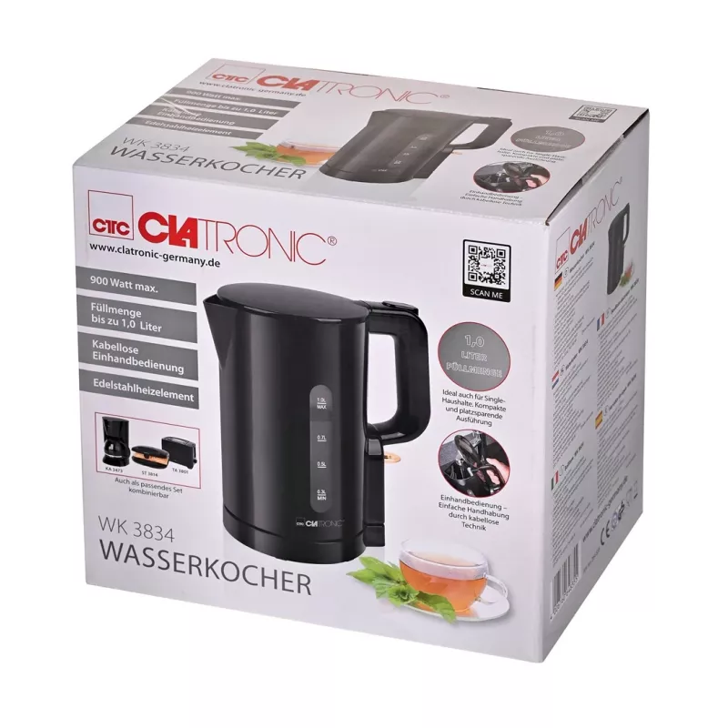 CLA WK 3834 Elektrinis virdulys 1L 1100W juodas