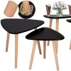 Kavos staliukų rinkinys HF0014 51x45 39x40 - Sudėtiniai apvalūs staliukai, riešutas ir juoda