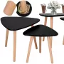 Kavos staliukų rinkinys HF0014 51x45 39x40 - Sudėtiniai apvalūs staliukai, riešutas ir juoda