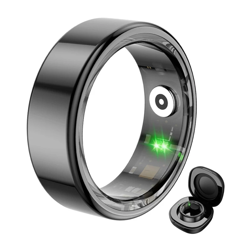 COLMI R02 išmanusis žiedas, 8 dydis, 18,1 mm (juodas) + įkrovimo dėklas