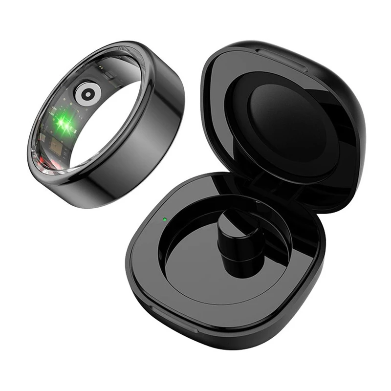 COLMI R02 išmanusis žiedas, 8 dydis, 18,1 mm (juodas) + įkrovimo dėklas