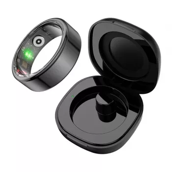 COLMI R02 išmanusis žiedas, 9 dydis, 18,9 mm (juodas) + įkrovimo dėklas
