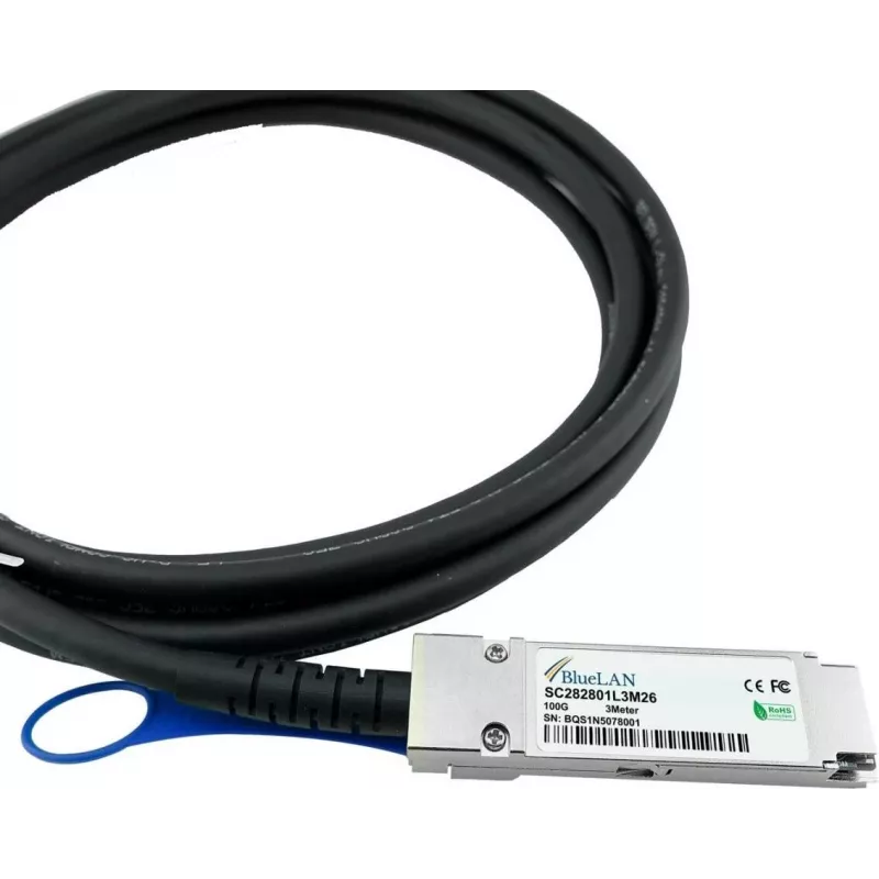 Suderinamas Lenovo ASQX BlueLAN SC282801L2M30 QSFP28 tiesioginio prijungimo kabelis, 100GBASE-CR4, Infiniband EDR, 30AWG, 2 metrai (ASQX-BL)