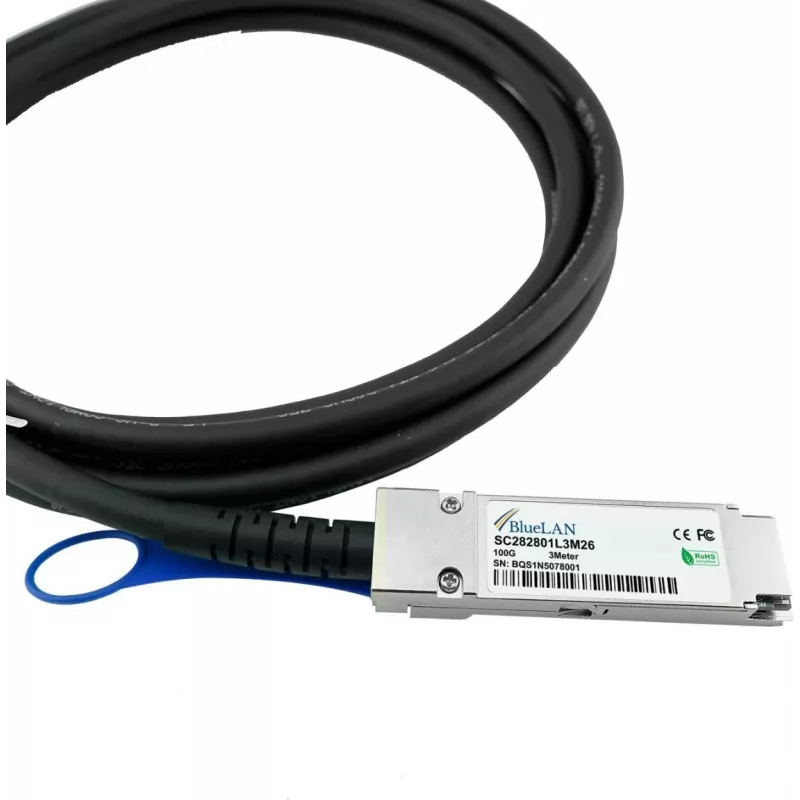 Suderinamas Lenovo ASQX BlueLAN SC282801L2M30 QSFP28 tiesioginio prijungimo kabelis, 100GBASE-CR4, Infiniband EDR, 30AWG, 2 metrai (ASQX-BL)