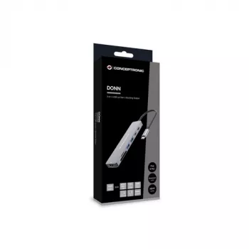 CONCEPTRONIC 7-in-1 USB-C Dockavimo stotis su HDMI, USB-C PD, 2x USB-A, SD & MicroSD kortelių skaitytuvais, 25 cm kabeliu, Space Grey