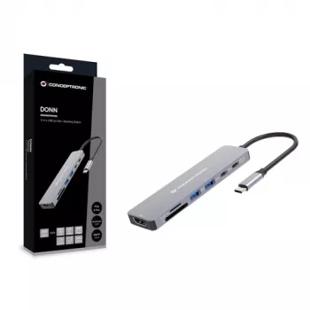 CONCEPTRONIC 7-in-1 USB-C Dockavimo stotis su HDMI, USB-C PD, 2x USB-A, SD & MicroSD kortelių skaitytuvais, 25 cm kabeliu, Space Grey