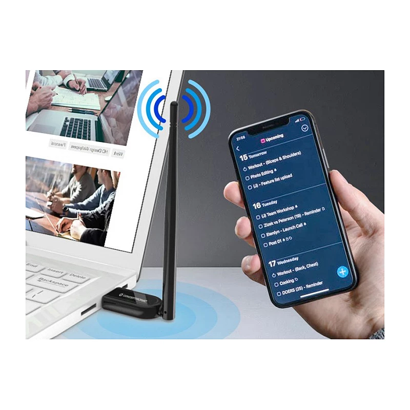 Conceptronic ABBY07B Long Range USB Bluetooth 5.1 Adapter with External Antenna - 3 Mbps