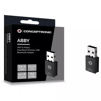 Conceptronic ABBY26B WiFi 6 AX900 Dviejų Juostų USB & Bluetooth 5.3 Adapteris
