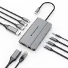 Conceptronic DONN34G 10-in-1 USB 3.2 Gen 2 MST dokavimo stotelė, 4K60Hz HDMI, 8K30Hz DisplayPort, GbE, USB-C 10Gbps x 3, USB-A 480Mbps x 2, Audio, 100W USB PD