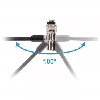 Conceptronic NBT Nano-Lock Dual nešiojamojo kompiuterio kombinacinis spynelis, 4 skaitmenų, 1,8 m plieninis trosas, juoda/sidabrinė