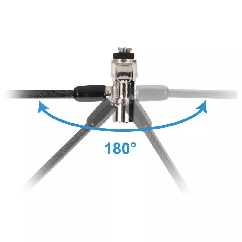 Conceptronic NBT Nano-Lock Dual nešiojamojo kompiuterio kombinacinis spynelis, 4 skaitmenų, 1,8 m plieninis trosas, juoda/sidabrinė