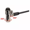 Conceptronic NBT Nano-Lock Dual nešiojamojo kompiuterio kombinacinis spynelis, 4 skaitmenų, 1,8 m plieninis trosas, juoda/sidabrinė