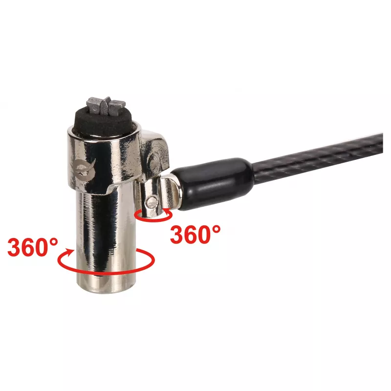 Conceptronic NBT Nano-Lock Dual nešiojamojo kompiuterio kombinacinis spynelis, 4 skaitmenų, 1,8 m plieninis trosas, juoda/sidabrinė