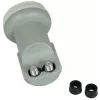CORAB C120TWN Twin LNB keitiklis – 2 išėjimai, 40 mm feedhorn, mažas triukšmas 0,1 dB, atsparus orams F tipo