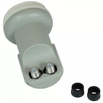 CORAB C120TWN Twin LNB keitiklis – 2 išėjimai, 40 mm feedhorn, mažas triukšmas 0,1 dB, atsparus orams F tipo