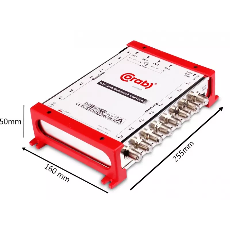 CORAB Multiswitch Smart Line 5/16 – 16 išėjimų palydovinio ir antžeminio signalo skirstytuvas, DiSEqC 2.0, 950-2150 MHz