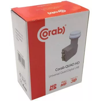 CORAB Universal Quad LNB – 4 išėjimai, 0,1 dB triukšmo rodiklis, 40 mm švitintuvas