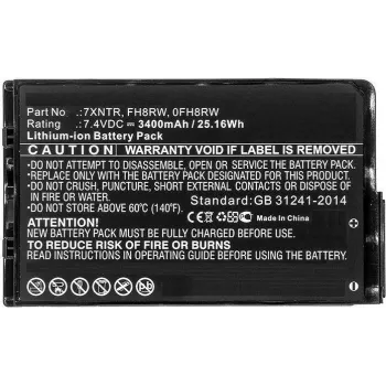 CoreParts MBXDE-BA0184 pakaitinė baterija, skirta Dell Latitude 12 7202 / 7202 Rugged Tablet - 7,6V 3400mAh 25,84Wh Li-Ion 2 elementų juoda
