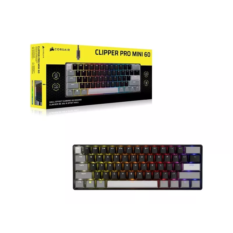 CORSAIR CLIPPER PRO MINI 60 Hall Effect žaidimų klaviatūra juoda