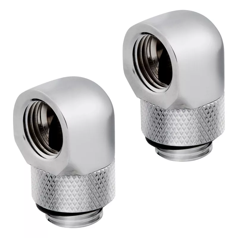Corsair Hydro X Series 90° sukamoji jungtis G1/4 colio chromuota (2 vnt.) - CX-9055008-WW