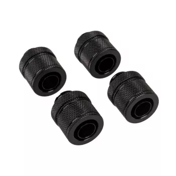 CORSAIR Hydro X Series XF Suspaudimo Jungtis, Tiesi G1/4 colio Vyriškas į 13/10mm Minkštą Vamzdelį, Juoda – 4 vnt. pakuotė