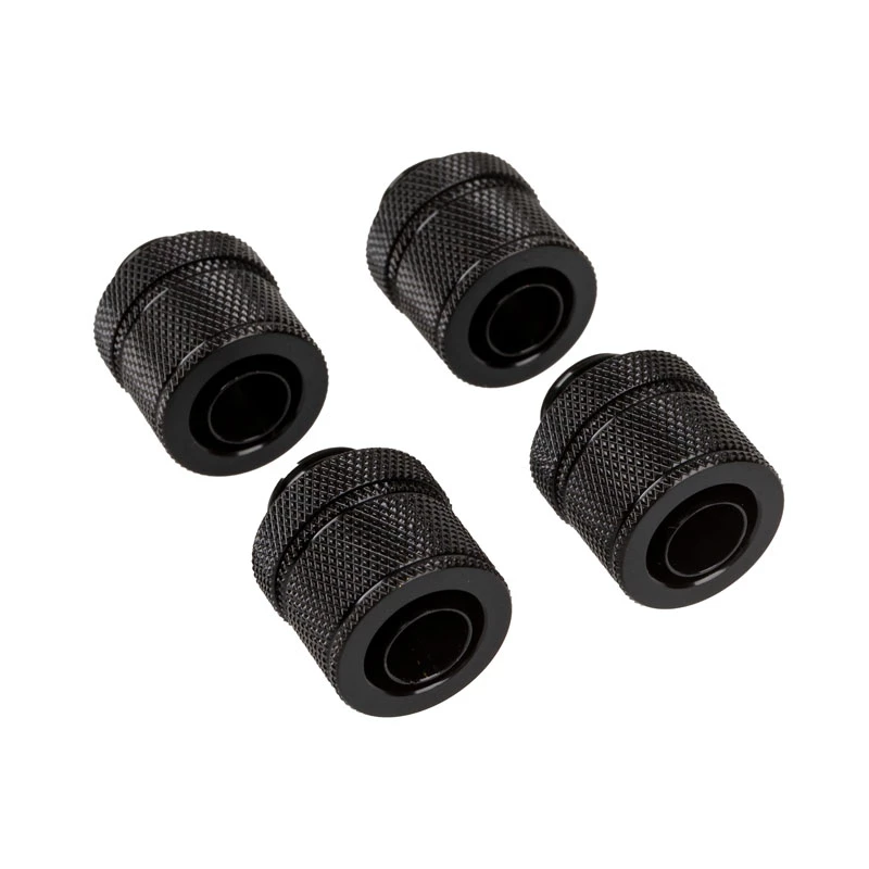 CORSAIR Hydro X Series XF Suspaudimo Jungtis, Tiesi G1/4 colio Vyriškas į 13/10mm Minkštą Vamzdelį, Juoda – 4 vnt. pakuotė