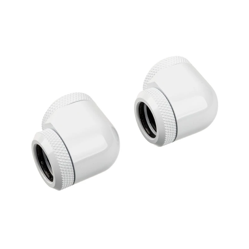 Corsair Hydro X Series XF Hardline 90° 14mm OD – Kampinis montavimo adapteris skysčio aušinimo sistemai – Baltas (2 vnt. pakuotė)