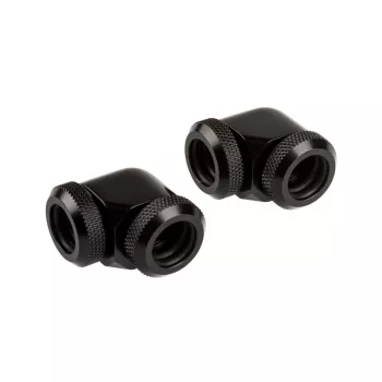 Corsair Hydro X Series XF standžiojo vamzdelio adapteris 90 laipsnių 12mm AD į 12mm AD standžiajam vamzdeliui, pakuotėje 2 vnt., juodas