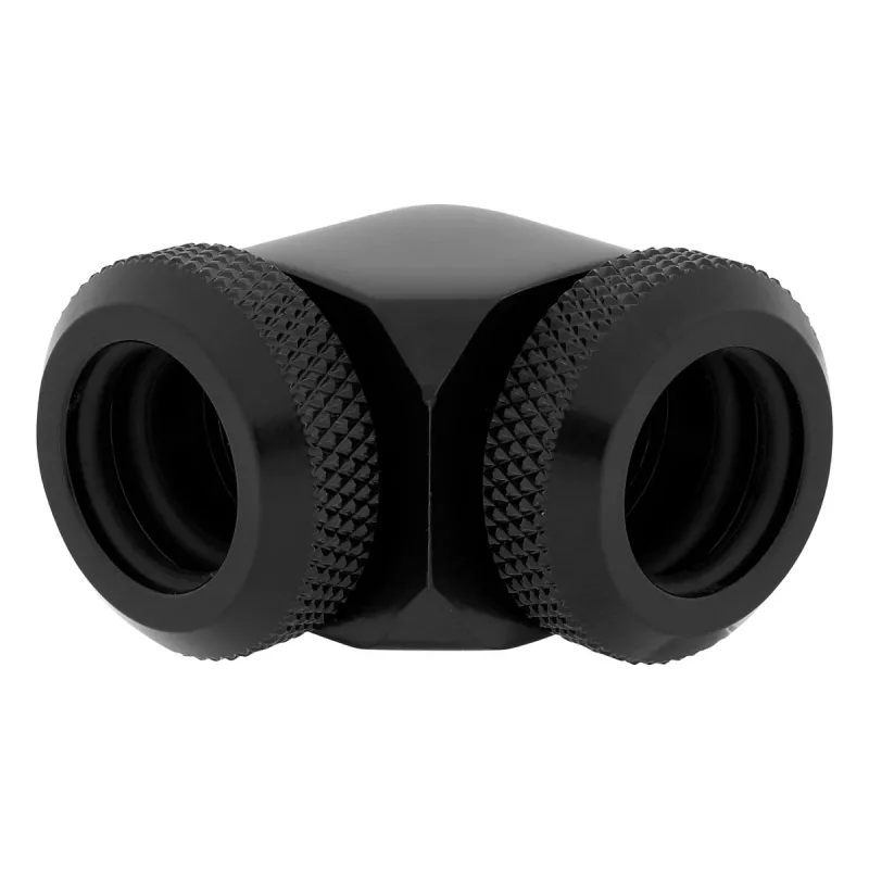 Corsair Hydro X Series XF standžiojo vamzdelio adapteris 90 laipsnių 12mm AD į 12mm AD standžiajam vamzdeliui, pakuotėje 2 vnt., juodas