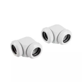 CORSAIR Hydro X Series XF Kietvamzdė adapteris 90 laipsnių 12mm OD į 12mm OD kietvamzdis - pakuotėje 2, balta