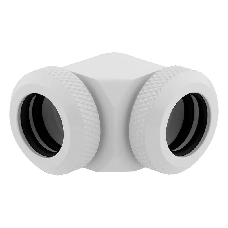 CORSAIR Hydro X Series XF Kietvamzdė adapteris 90 laipsnių 12mm OD į 12mm OD kietvamzdis - pakuotėje 2, balta