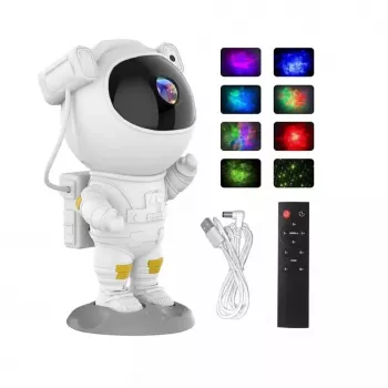CP 3D Astronaut 360 laipsnių besisukanti galva Žvaigždėto dangaus & Ūko projektorius su nuotolinio valdymo pultu Baltas