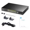 Cudy GS1018PS2 16 prievadų Gigabit PoE+ jungiklis su 2 aukštynkrypčiais prievadais ir 2 SFP lizdais 200W