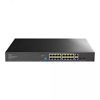 Cudy GS1018PS2 16 prievadų Gigabit PoE+ jungiklis su 2 aukštynkrypčiais prievadais ir 2 SFP lizdais 200W