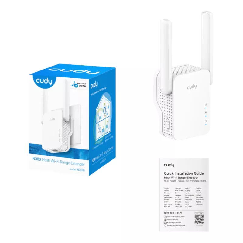 Cudy N300 Mesh Wi-Fi diapazono plėtiklis | Sieninis kištukas