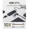 Cudy UH40A PortMate USB-A į 4 prievadų USB 3.0 šakotuvas 5Gbps Tik duomenys Plastikinis Kompaktiškas Juodas