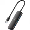 Cudy UH40A PortMate USB-A į 4 prievadų USB 3.0 šakotuvas 5Gbps Tik duomenys Plastikinis Kompaktiškas Juodas
