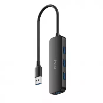 Cudy UH40A PortMate USB-A į 4 prievadų USB 3.0 šakotuvas 5Gbps Tik duomenys Plastikinis Kompaktiškas Juodas