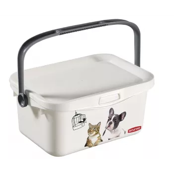 CURVER Multiboxx 3L daiktadėžė su dangteliu ir rankena, kačių ir šunų dizainas, permatoma su spauda, 26x18x11cm