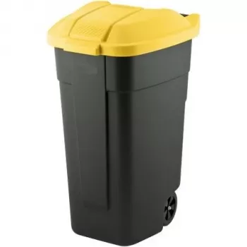 CURVER šiukšlių dėžė juoda 110L / geltonas dangtis