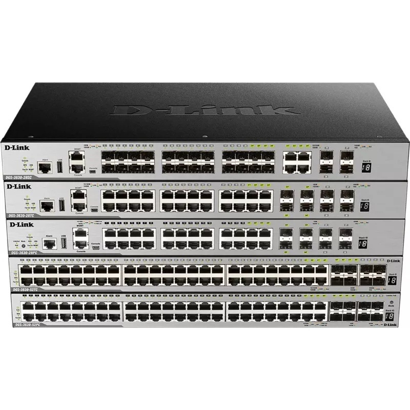 D-Link DGS-3630-52TC L3 valdomas krovimo jungiklis - 48x Gigabit + 4x 10G SFP+, skirtas montuoti į stelažą