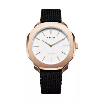 D1 Milano SSPL04 Ultra Thin Unisex Watch 36mm Black Dial Silver Mesh Strap
