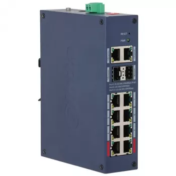 DAHUA CHS4212-8GT-110 valdomas pramoninis PoE jungiklis, 8 Gigabit prievadai + 2 SFP, 110 W