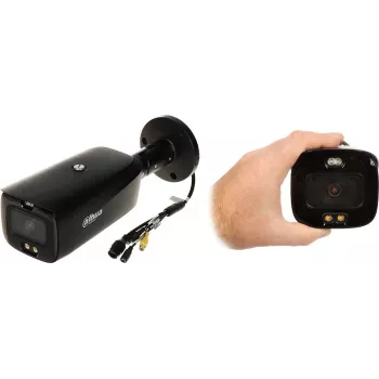 DAHUA IPC-HFW3849T1-AS-PV-0360B-S5 8MP Full-Color Active Deterrence Bullet IP Camera su 3.6mm objektyvu, šilta šviesa, sirena, AI perimetro apsauga, IP67, 12V DC/PoE