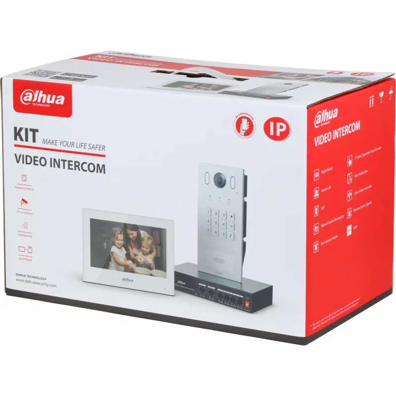 DAHUA KTP05(F) 2 laidų IP vaizdo domofono rinkinys su 7 inch jutikliniu ekranu vidaus monitoriumi, 2MP lauko stotimi ir maitinimo šaltiniu